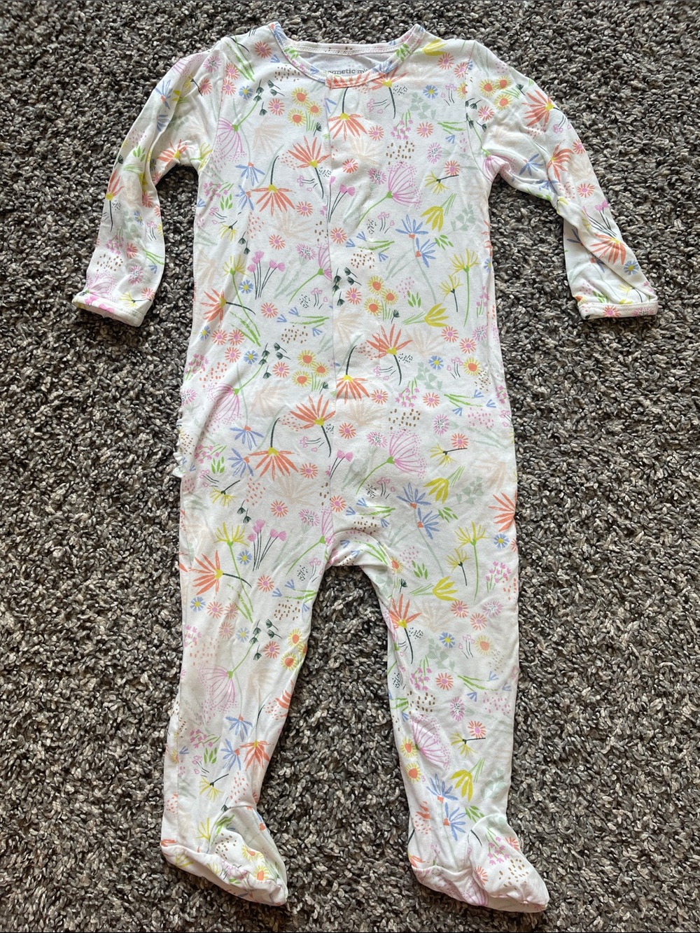Magnetic Me Floral Print One-Piece Footed Pajamas - Size 6-9 months